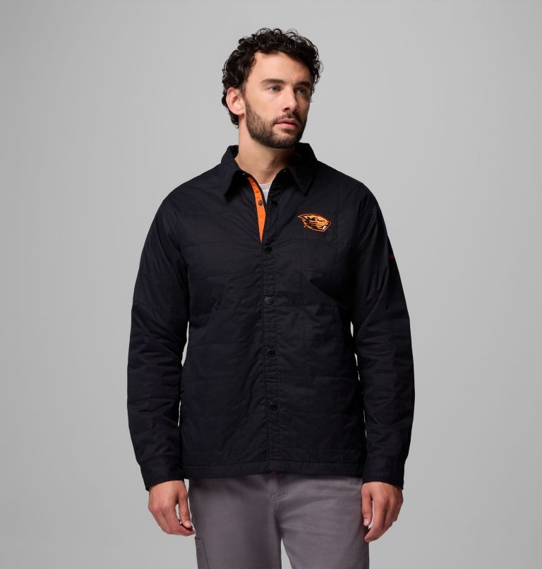Men's Collegiate Campus Roam Quilted Shirt Jacket, Color: OSU - Black, image 1