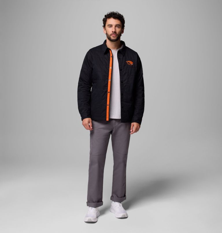 Men's Collegiate Campus Roam Quilted Shirt Jacket, Color: OSU - Black, image 2