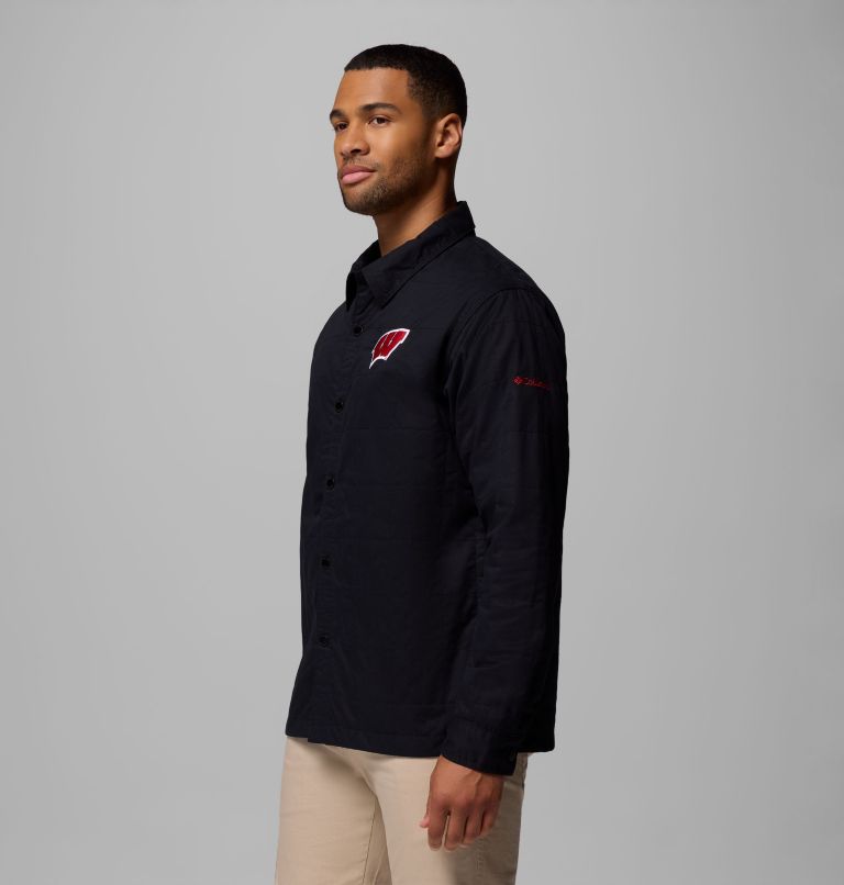 Men's Collegiate Campus Roam Quilted Shirt Jacket, Color: WIS - Black, image 4