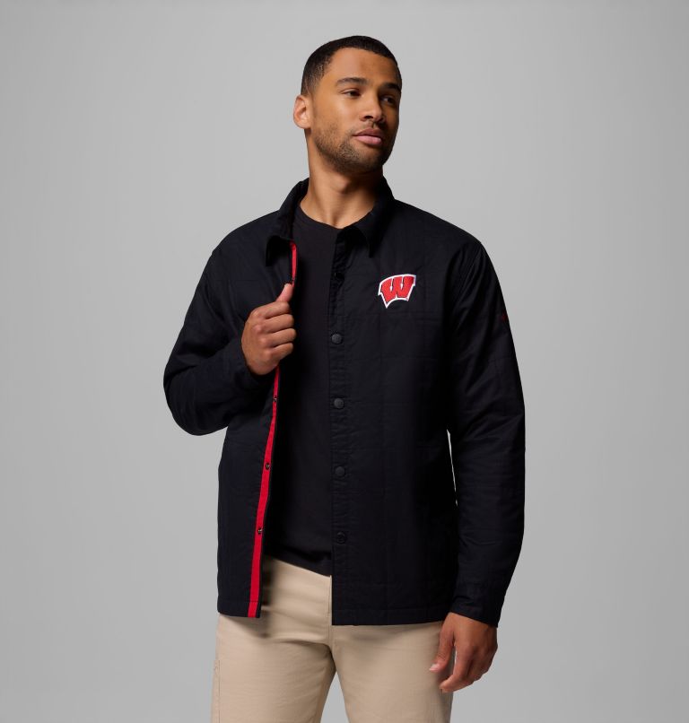 Men's Collegiate Campus Roam Quilted Shirt Jacket, Color: WIS - Black, image 5
