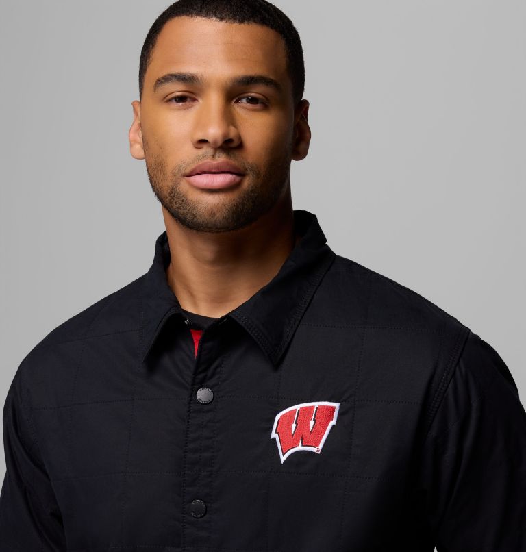 Men's Collegiate Campus Roam Quilted Shirt Jacket, Color: WIS - Black, image 7