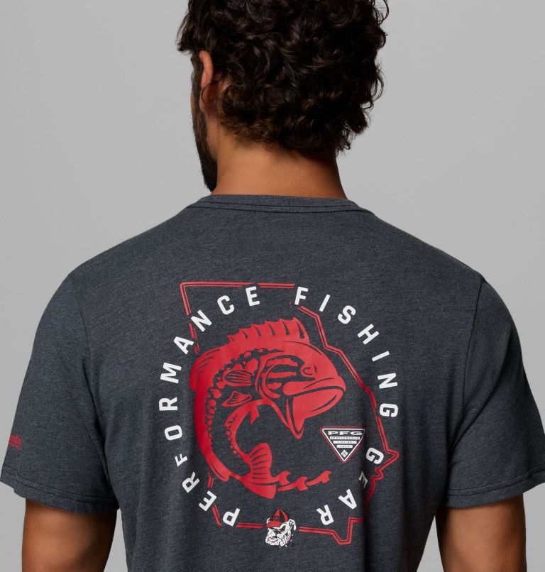 Men's Collegiate PFG Short Sleeve Shirt - Georgia, Color: UGA - Black Heather, image 6