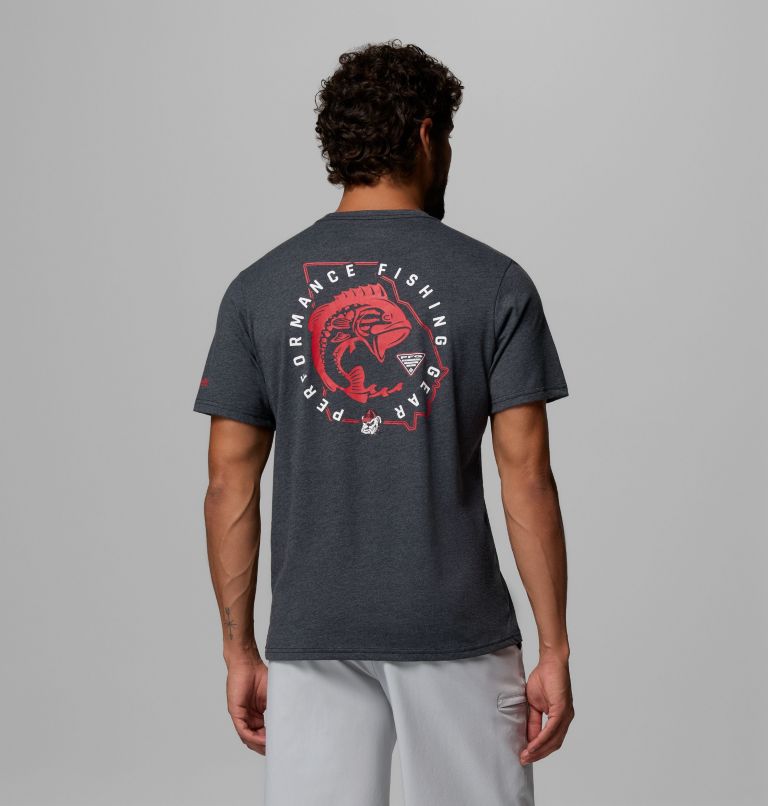 Men's Collegiate PFG Short Sleeve Shirt - Georgia, Color: UGA - Black Heather, image 3