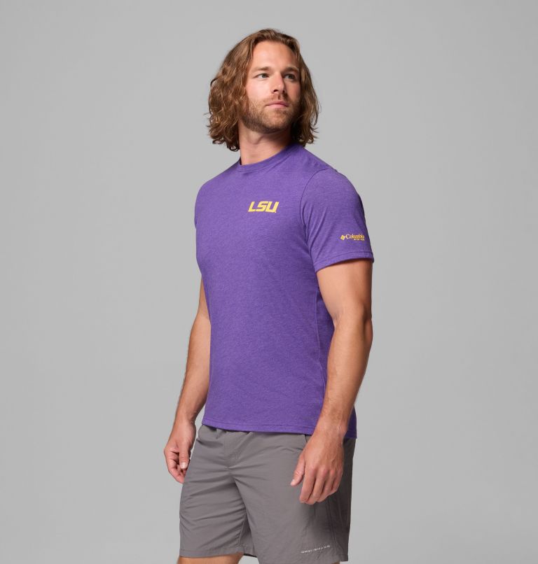 Men's Collegiate PFG Short Sleeve Shirt - LSU, Color: LSU - Vivid Purple Heather, image 4