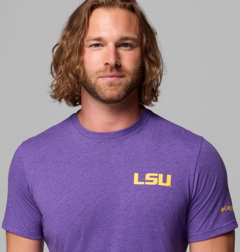 Men's Collegiate PFG Short Sleeve Shirt - LSU, Color: LSU - Vivid Purple Heather, image 5