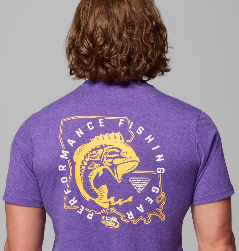 Men's Collegiate PFG Short Sleeve Shirt - LSU, Color: LSU - Vivid Purple Heather, image 6
