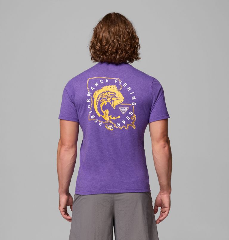 Men's Collegiate PFG Short Sleeve Shirt - LSU, Color: LSU - Vivid Purple Heather, image 3