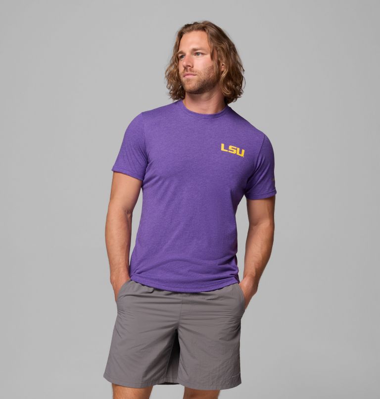 Men's Collegiate PFG Short Sleeve Shirt - LSU, Color: LSU - Vivid Purple Heather, image 1