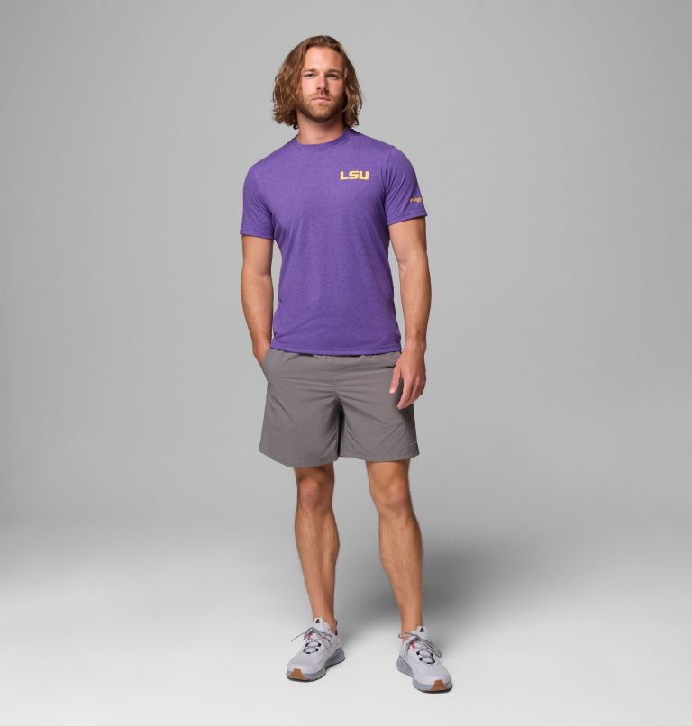 Men's Collegiate PFG Short Sleeve Shirt - LSU, Color: LSU - Vivid Purple Heather, image 2