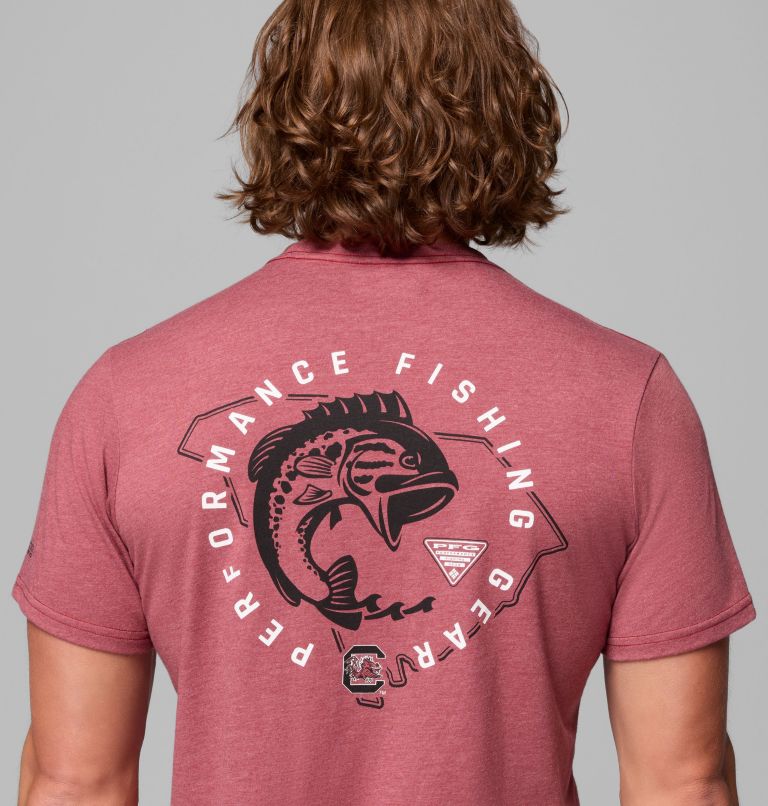 Men's Collegiate PFG Short Sleeve Shirt - South Carolina, Color: SC - Beet Heather, image 6