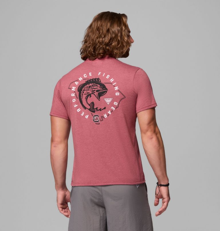 Men's Collegiate PFG Short Sleeve Shirt - South Carolina, Color: SC - Beet Heather, image 3