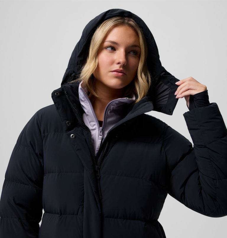 Women's Amaze Puff Long Hooded Jacket, Color: Black, image 11