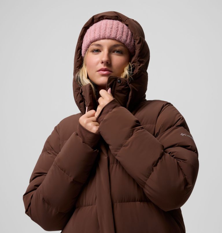 Women's Amaze Puff Long Hooded Jacket, Color: Tobacco, image 18