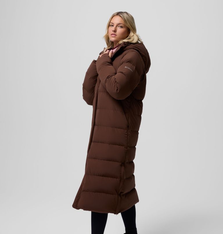 Women's Amaze Puff Long Hooded Jacket, Color: Tobacco, image 4
