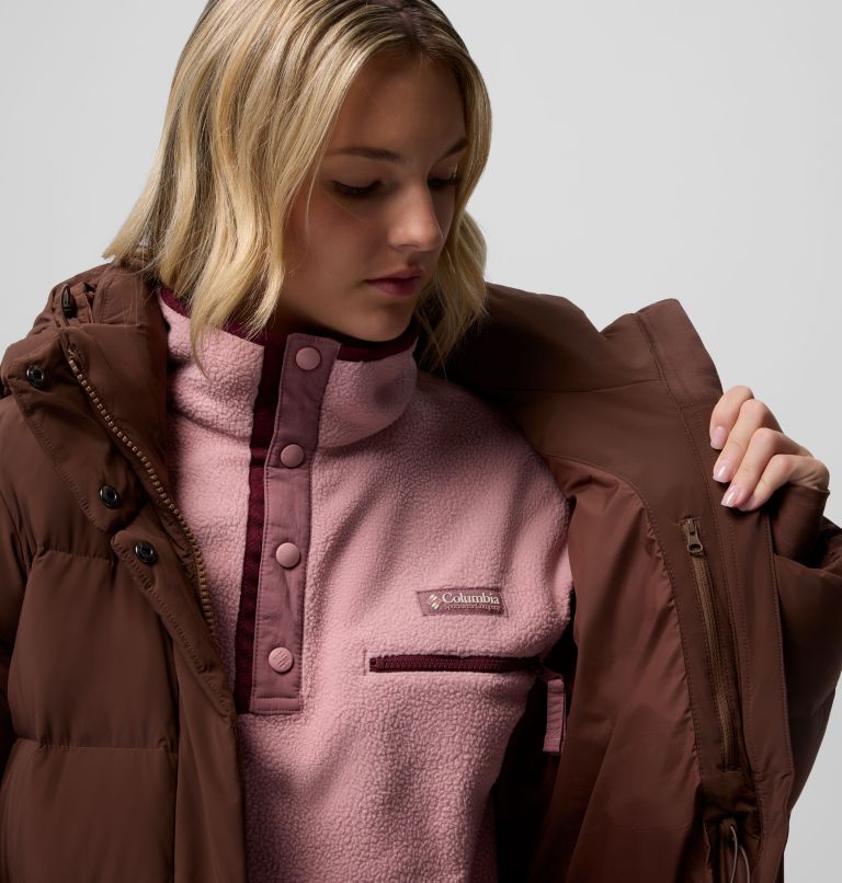 Women's Amaze Puff Long Hooded Jacket, Color: Tobacco, image 8