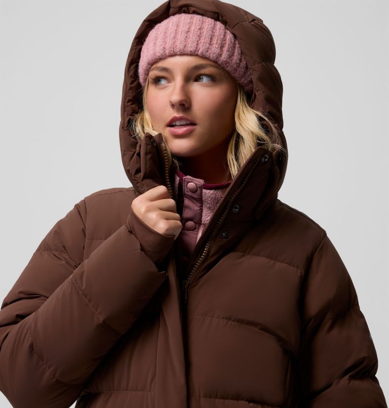 Women's Amaze Puff Long Hooded Jacket, Color: Tobacco, image 10