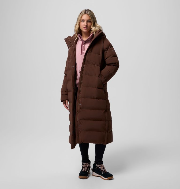 Women's Amaze Puff Long Hooded Jacket, Color: Tobacco, image 1