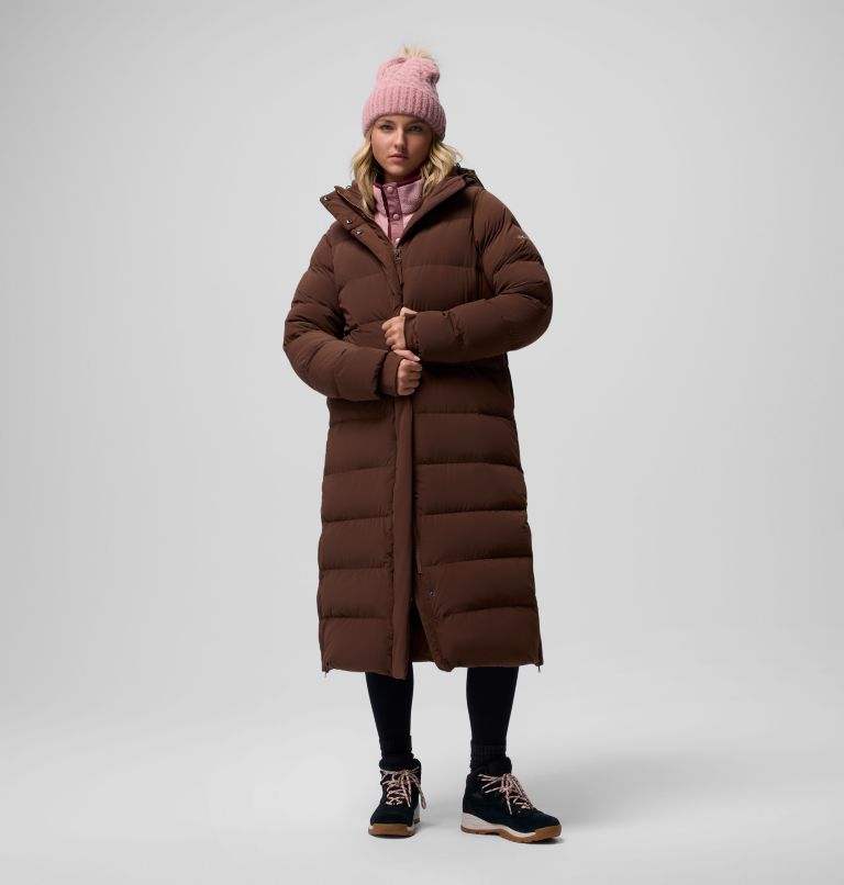 Women's Amaze Puff Long Hooded Jacket, Color: Tobacco, image 2