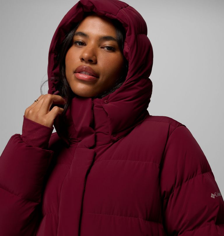 Amaze Puff Long Hooded Jacket | 624 | L, Color: Rich Wine, image 14