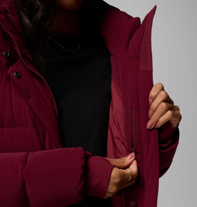 Amaze Puff Long Hooded Jacket | 624 | L, Color: Rich Wine, image 8