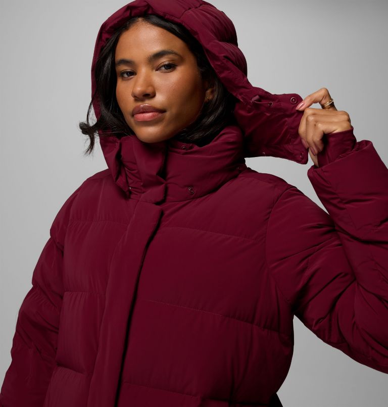 Amaze Puff Long Hooded Jacket | 624 | L, Color: Rich Wine, image 11