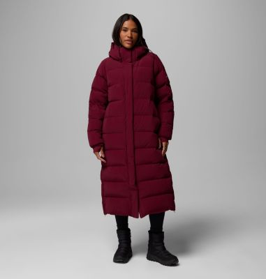 Women's Amaze Puff Long Hooded Jacket, Color: Rich Wine, image 5