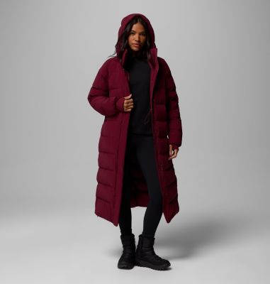 Women's Amaze Puff Long Hooded Jacket, Color: Rich Wine, image 6