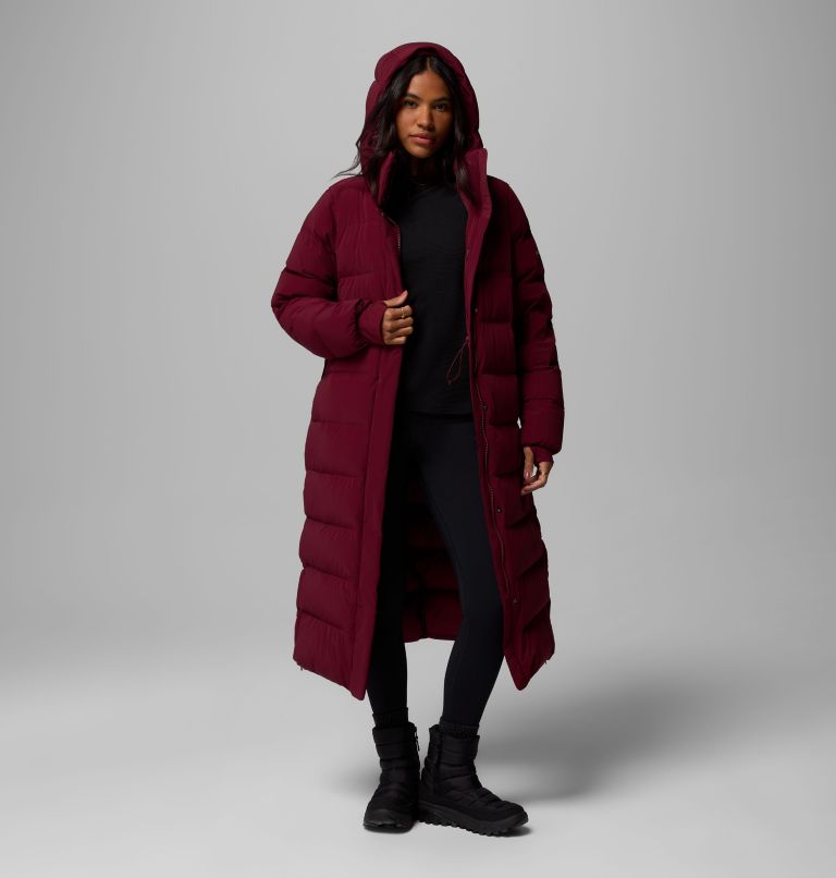Amaze Puff Long Hooded Jacket | 624 | L, Color: Rich Wine, image 2
