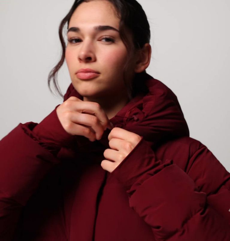 Amaze Puff Long Hooded Jacket | 624 | L, Color: Rich Wine