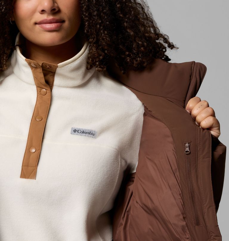 Amaze Puff Long Hooded Jacket | 256 | 2X, Color: Tobacco, image 8