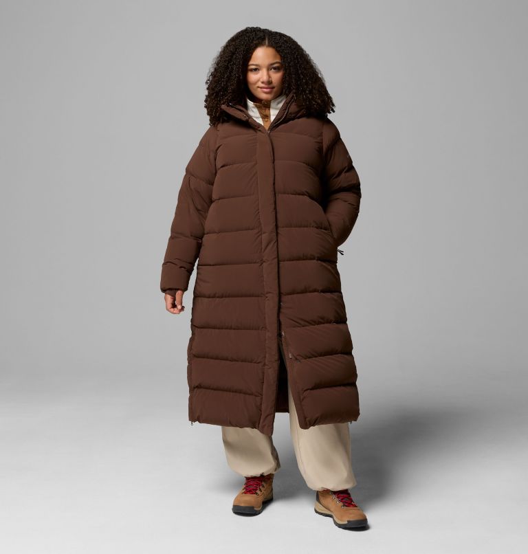 Amaze Puff Long Hooded Jacket | 256 | 2X, Color: Tobacco, image 1