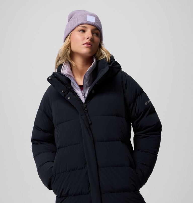 Women's Amaze Puff Long Hooded Down Puffer, Color: Black, image 17