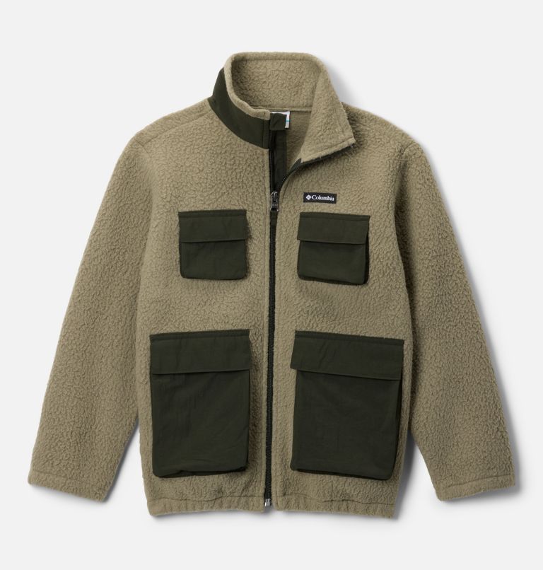 Manteau à fermeture éclair pleine longueur en tissu polaire granuleux Jasper Ridge pour enfant, Color: Stone Green, Greenscape, image 1