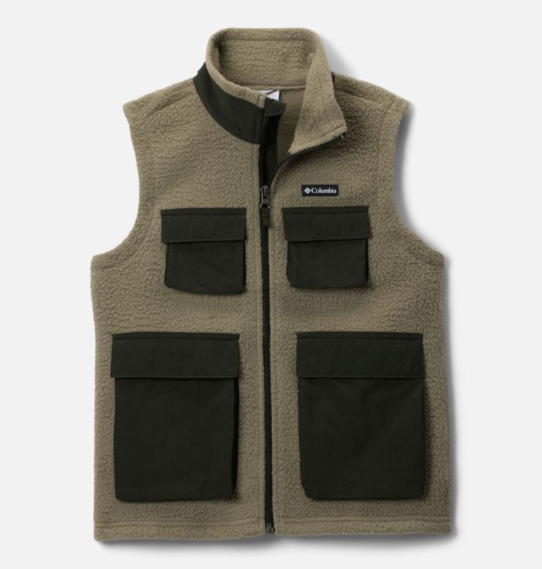 Kids' Jasper Ridge Pebbled Fleece Vest, Color: Stone Green, Greenscape, image 1