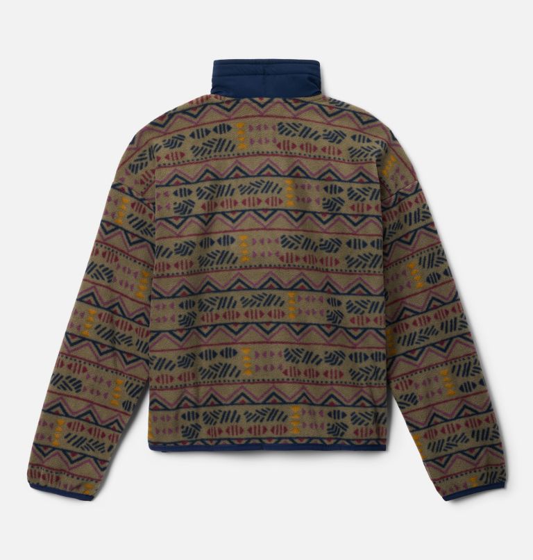 Kids' Sequoia Grove Printed Full Zip Fleece, Color: Stone Green Horizons, Coll Navy, image 2