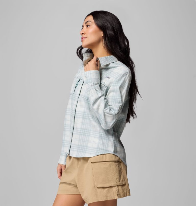 Women's Wild Cast Flannel, Color: Crushed Blue Navigator Tartan, image 4