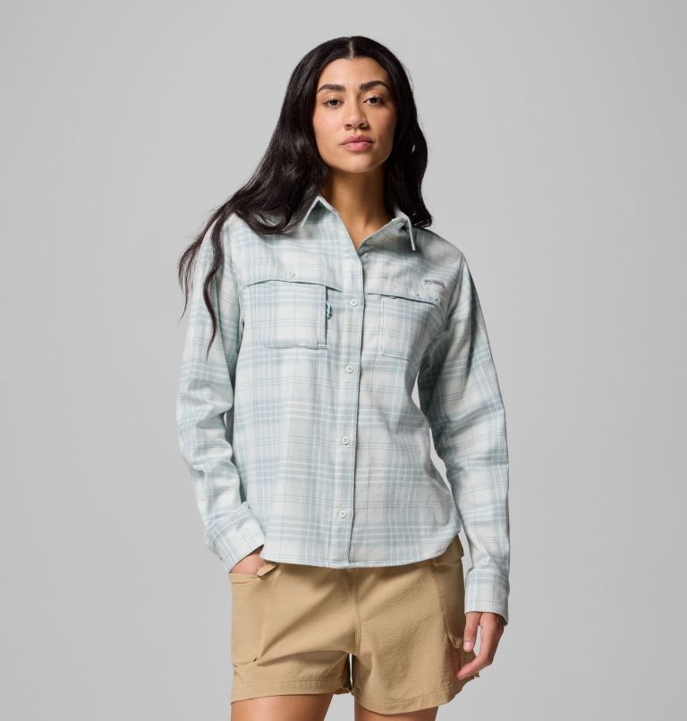 Women's Wild Cast Flannel, Color: Crushed Blue Navigator Tartan, image 5