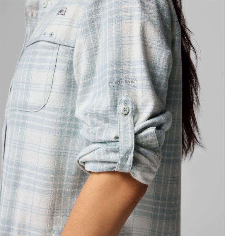 Women's Wild Cast Flannel, Color: Crushed Blue Navigator Tartan, image 6