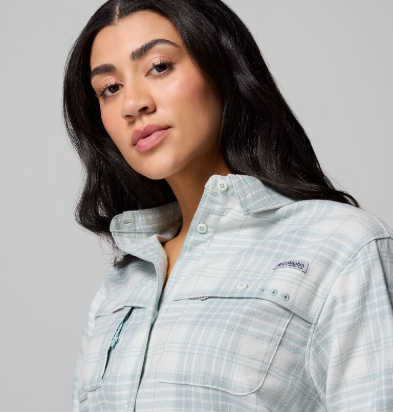 Women's Wild Cast Flannel, Color: Crushed Blue Navigator Tartan, image 7