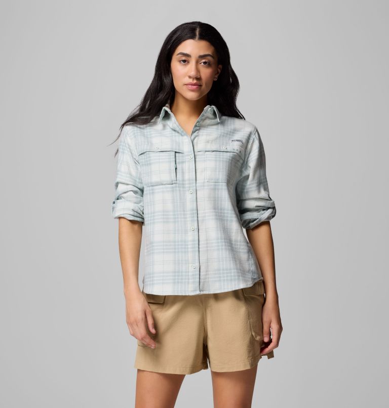 Women's Wild Cast Flannel, Color: Crushed Blue Navigator Tartan, image 1