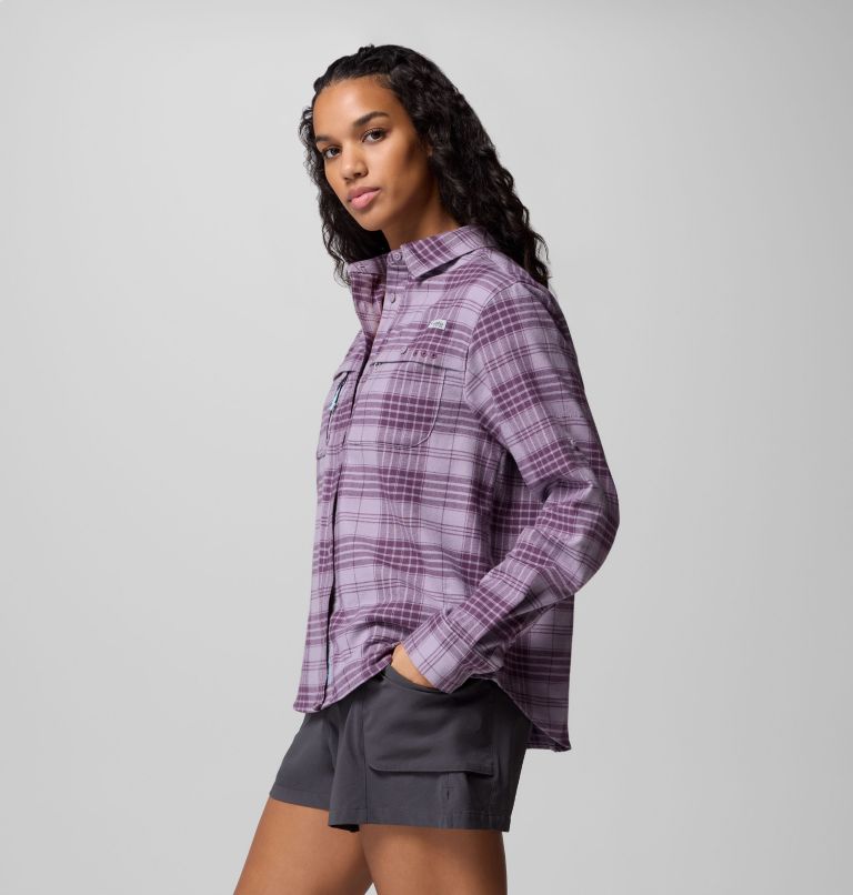 Women's Wild Cast Flannel, Color: Shale Purple Navigator Tartan, image 4
