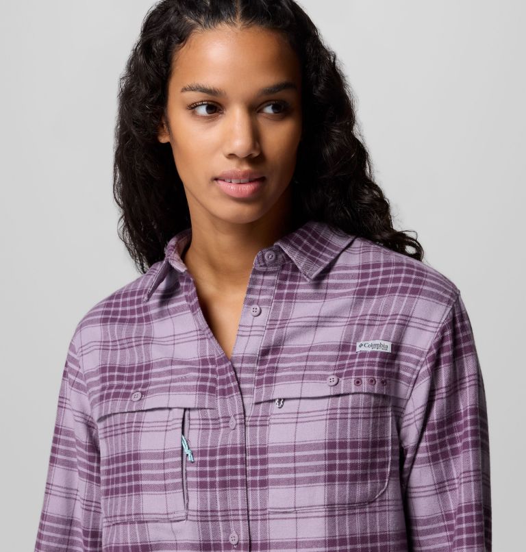 Women's Wild Cast Flannel, Color: Shale Purple Navigator Tartan, image 7
