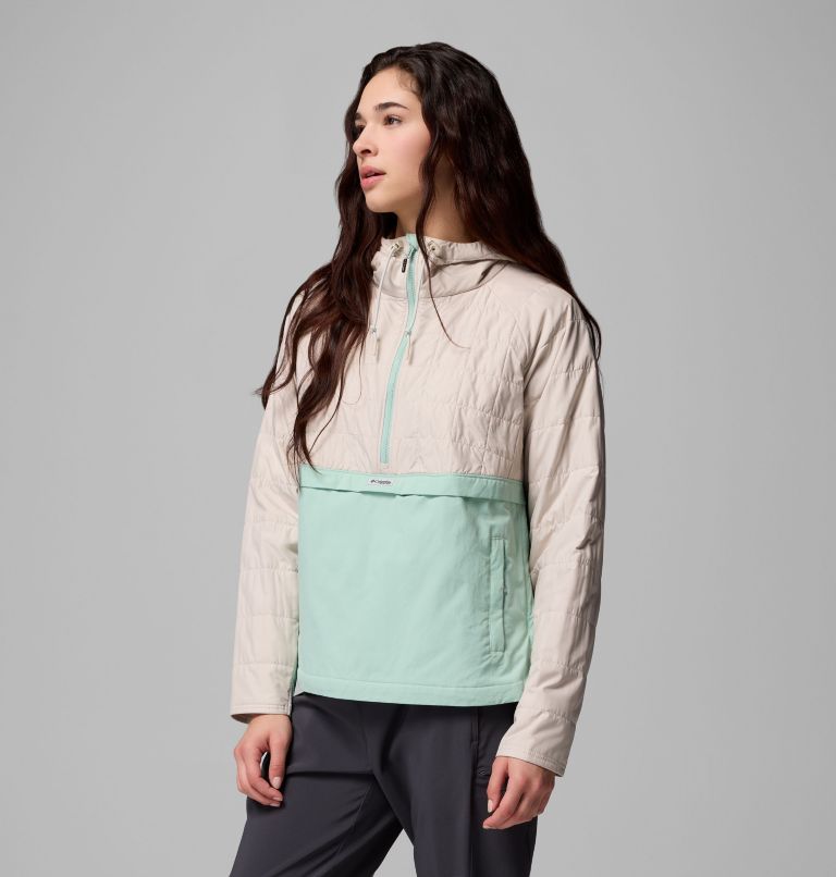 Women's PFG Uncharted II Insulated Anorak, Color: Dark Stone, Misty Jade, image 4