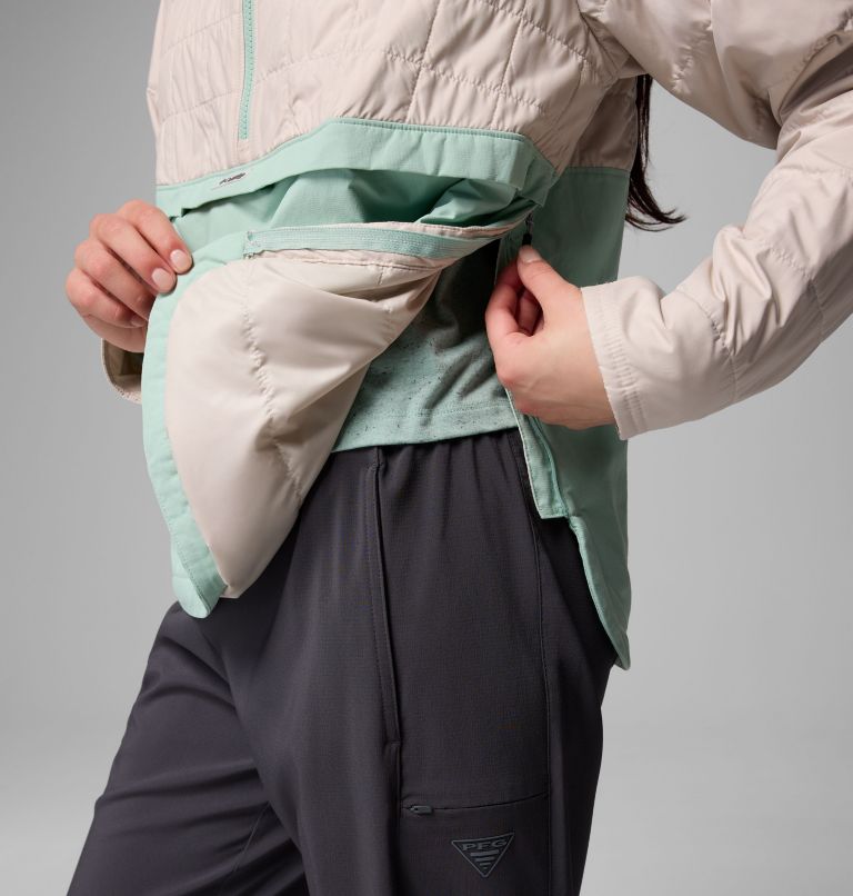 Women's PFG Uncharted II Insulated Anorak, Color: Dark Stone, Misty Jade, image 7