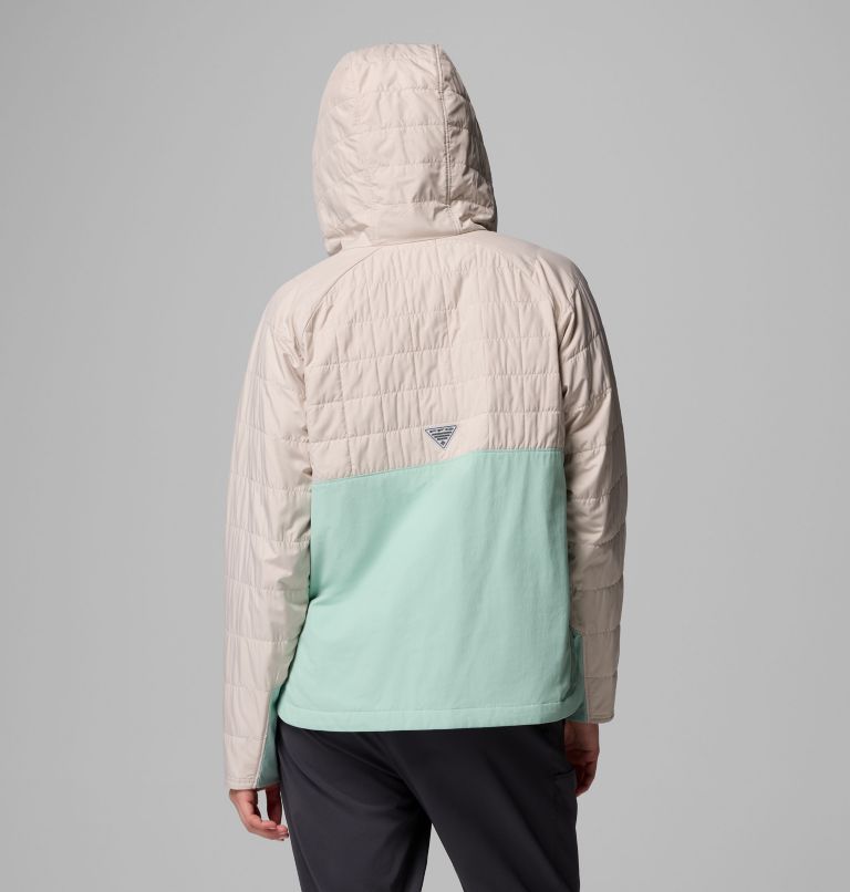 Women's PFG Uncharted II Insulated Anorak, Color: Dark Stone, Misty Jade, image 3