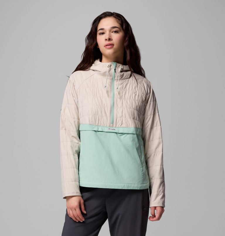 Women's PFG Uncharted II Insulated Anorak, Color: Dark Stone, Misty Jade, image 1