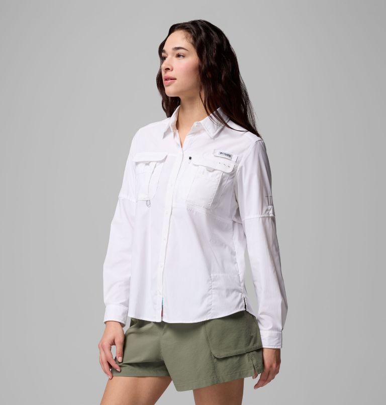 Women's PFG Bahama Elite Long Sleeve Shirt, Color: White, image 4