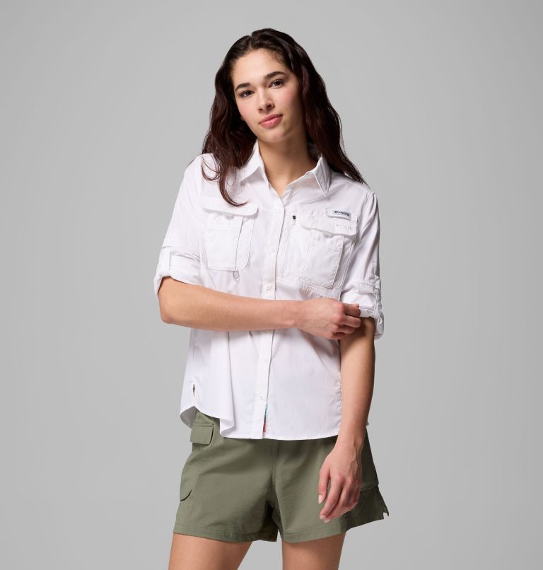 Women's PFG Bahama Elite Long Sleeve Shirt, Color: White, image 5