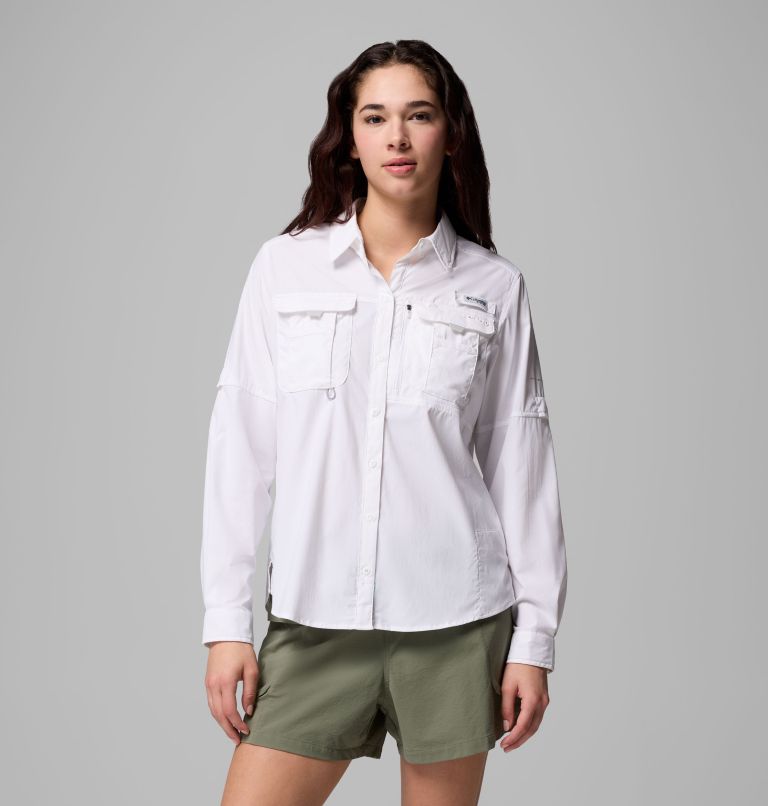 Women's PFG Bahama Elite Long Sleeve Shirt, Color: White, image 1