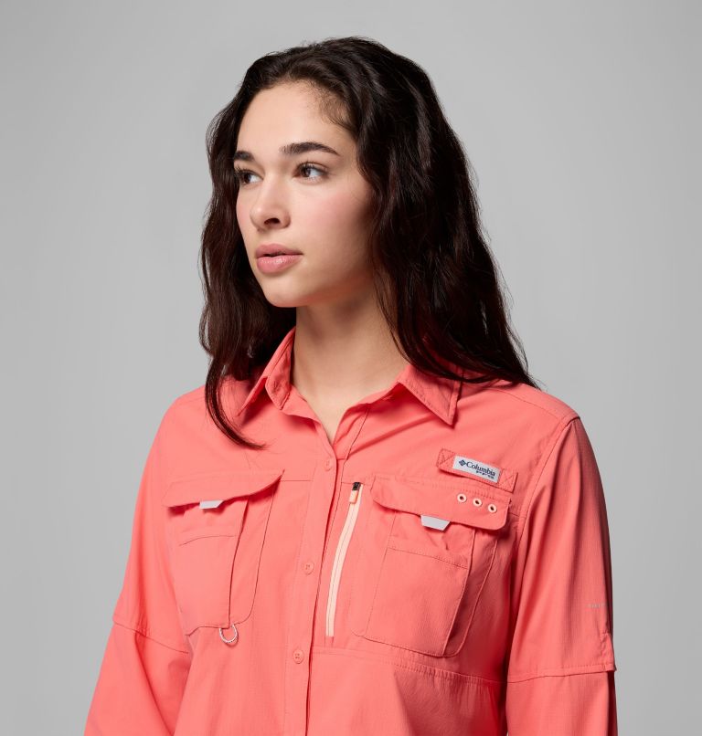 Women's PFG Bahama Elite Long Sleeve Shirt, Color: Melonade, image 7